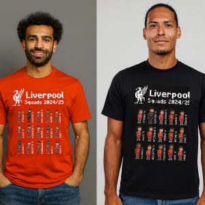 Liverpool Players 2024/25 Premier League Champions Squads in Crypto-punk Cartoon Style - 100% Cotton Print T-shirt- Unisex