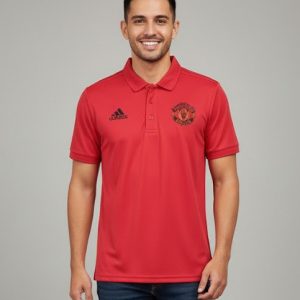 Manchester United Premium Fabric Unisex Polo T-Shirt (Bright Red Color)