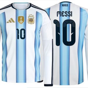 Argentina Home Football Jersey Long Sleeve (World Cup 2026) - Messi No.10 Version