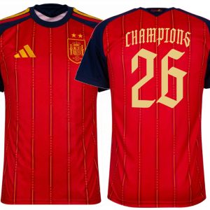 Spain Home Football World Cup 2026 Champions Jersey - 2 Stars (with Champions 26 at back)